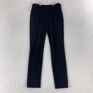 St. John Black‎ Studded Embellished Pants Womens Strech Mid-Rise Size Small
